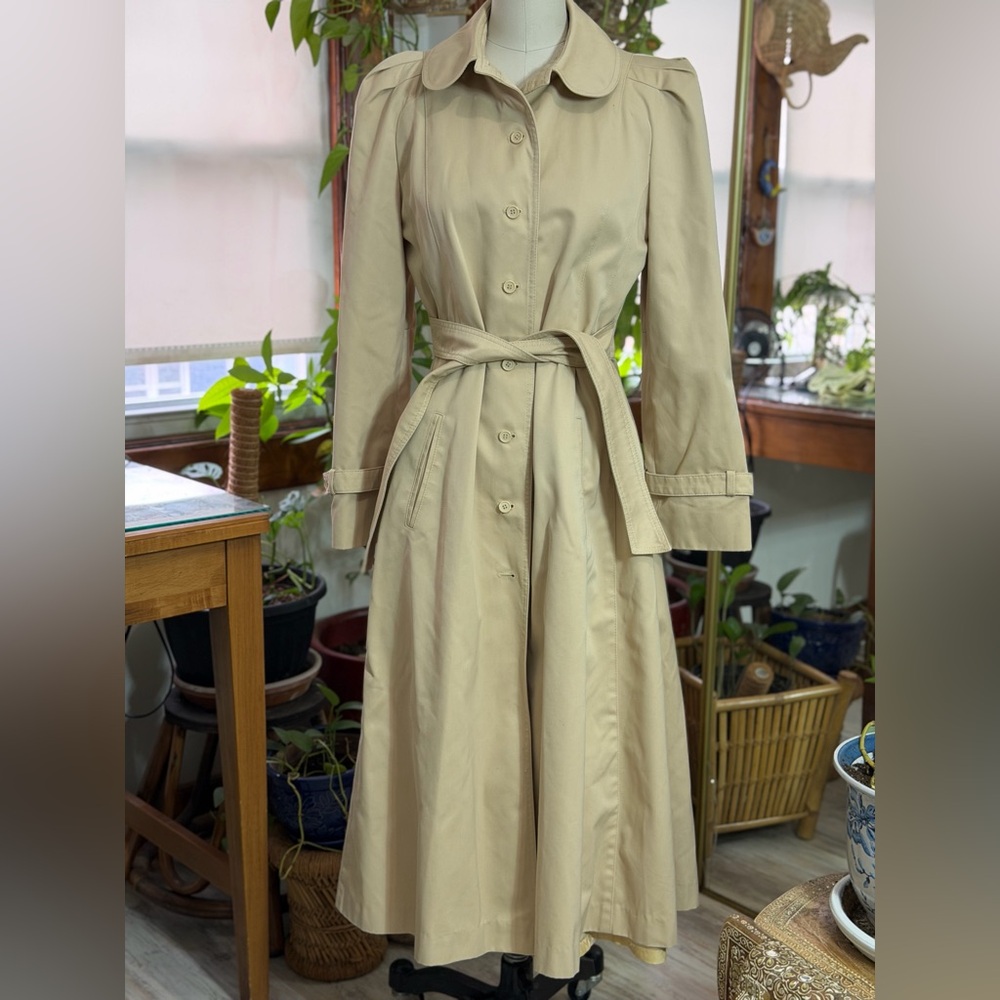 P.B.D International Vintage Trench Coat Made In Korea Flare Belted